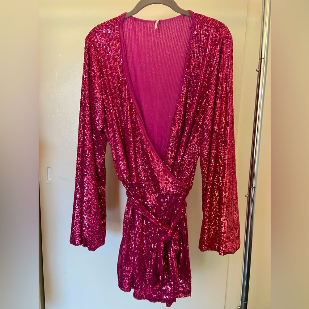 L Free People pink sequin romper ready for a night out!